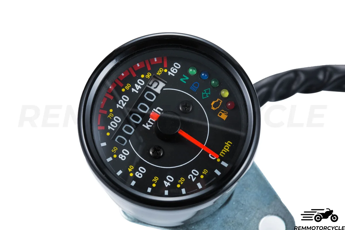 Compteur Universel Moto Km/h Noir ou Chrome 5 indicateurs - Image 8