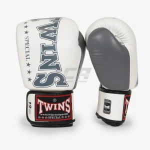 Luvas de Muay Thai Twins Special BGVL 8 Branco-cinza