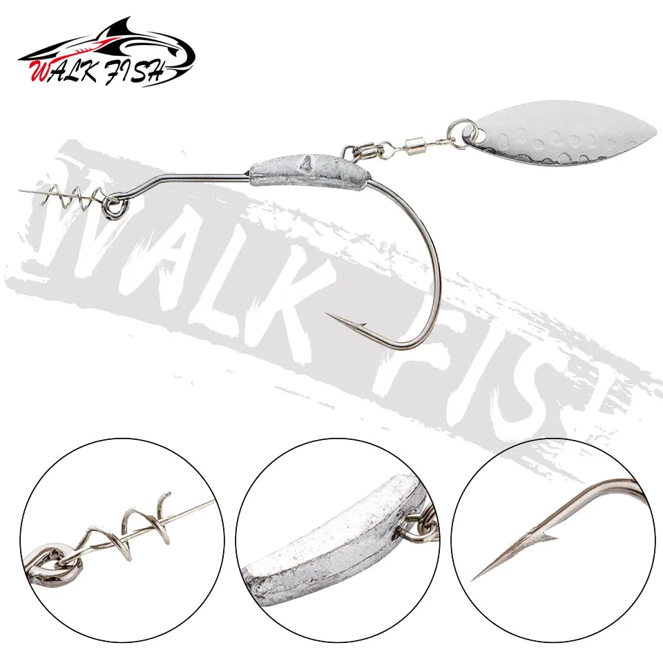 Conjunto 3 Anzóis Offset Plumbados WALK FISH com Colher e Twist Lock 2g a 9g - Image 3
