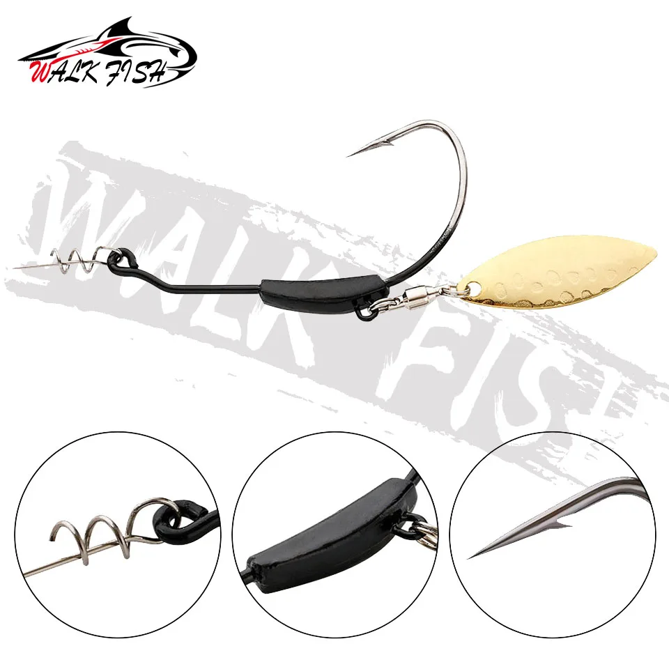 Conjunto 3 Anzóis Offset Plumbados WALK FISH com Colher e Twist Lock 2g a 9g - Image 4
