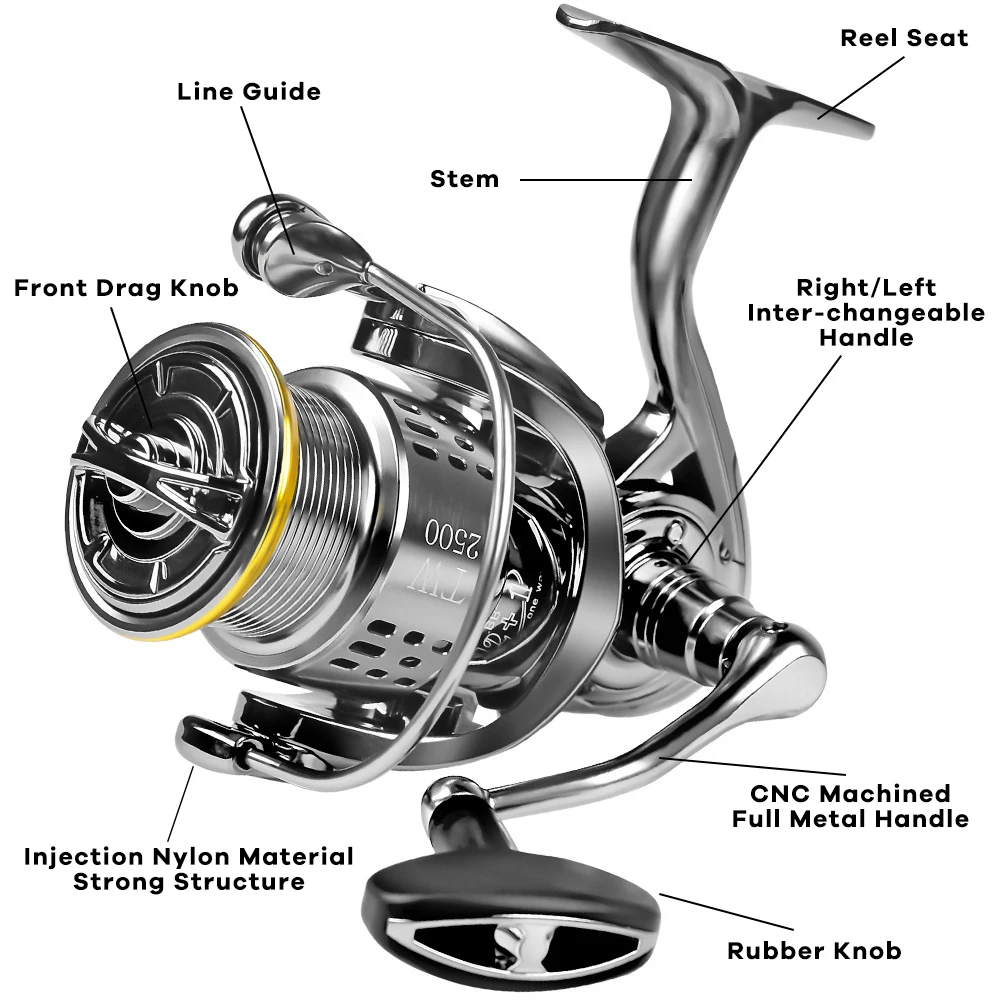 Carreto Spinning Fishdrops TW1000-5000, Drag de 15kg, 12+1BB - Image 4