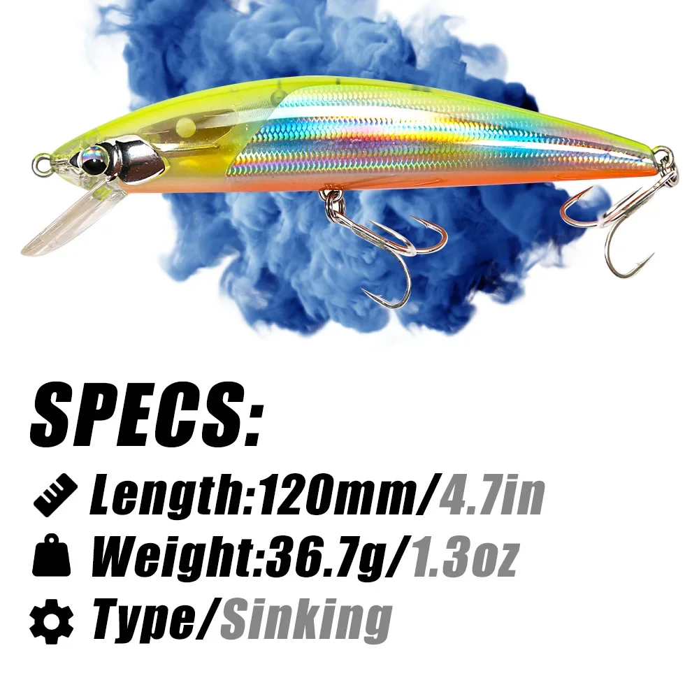 Minnow Heavy Sinking Flash Blade B&U 120mm 36,7g para Predadores de Mar - Image 3
