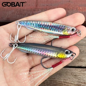 Jig Metálico Casting Jig GOBAIT 10g 20g 30g 40g com Penas para Predadores