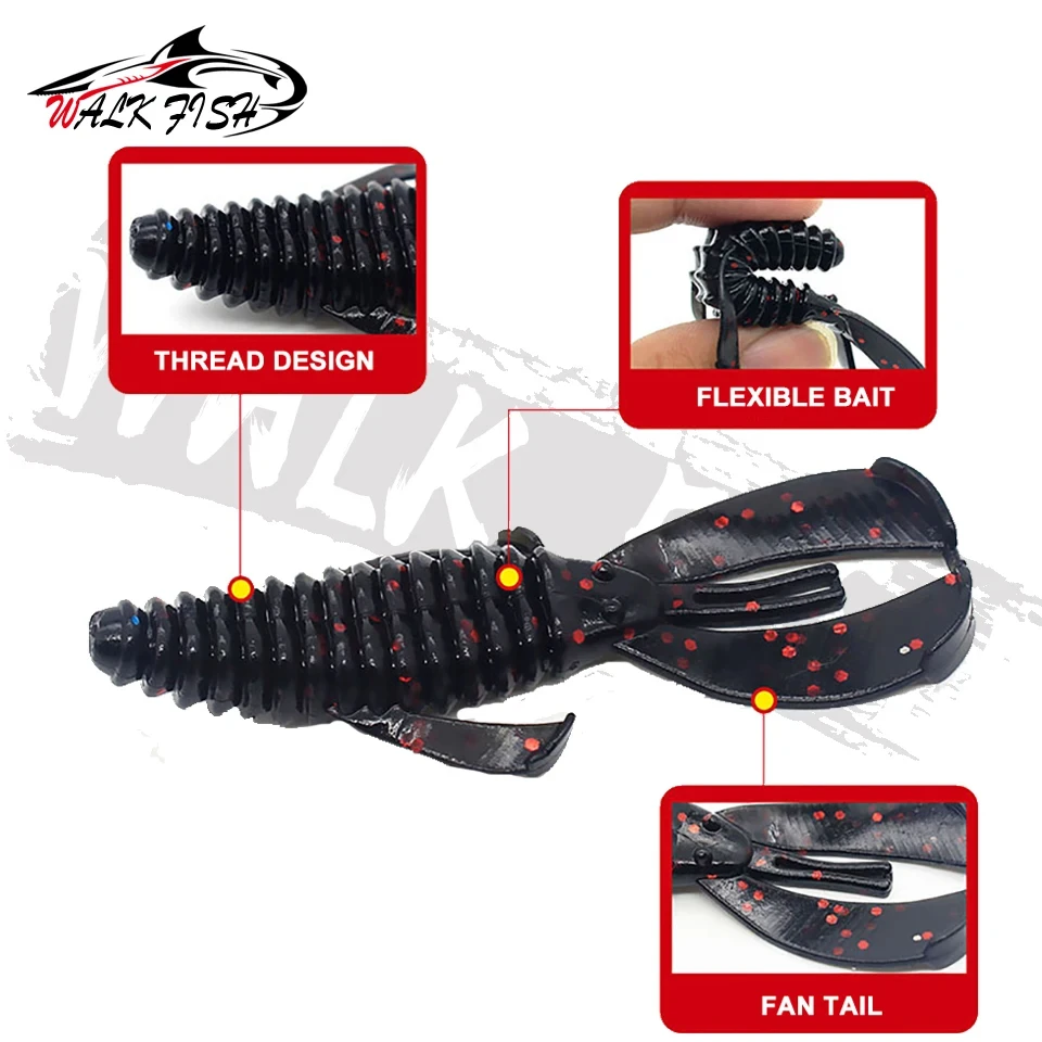 Conjunto 7 Amostras Softbait WALK FISH RGBUG 8cm/12cm Silicone Estilo Lagostim - Image 4