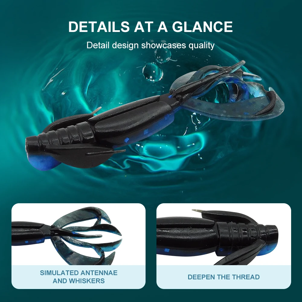 Amostra de Vinil ESFISHING Craw Crazy Flapper 75mm 4g 8un - Image 3