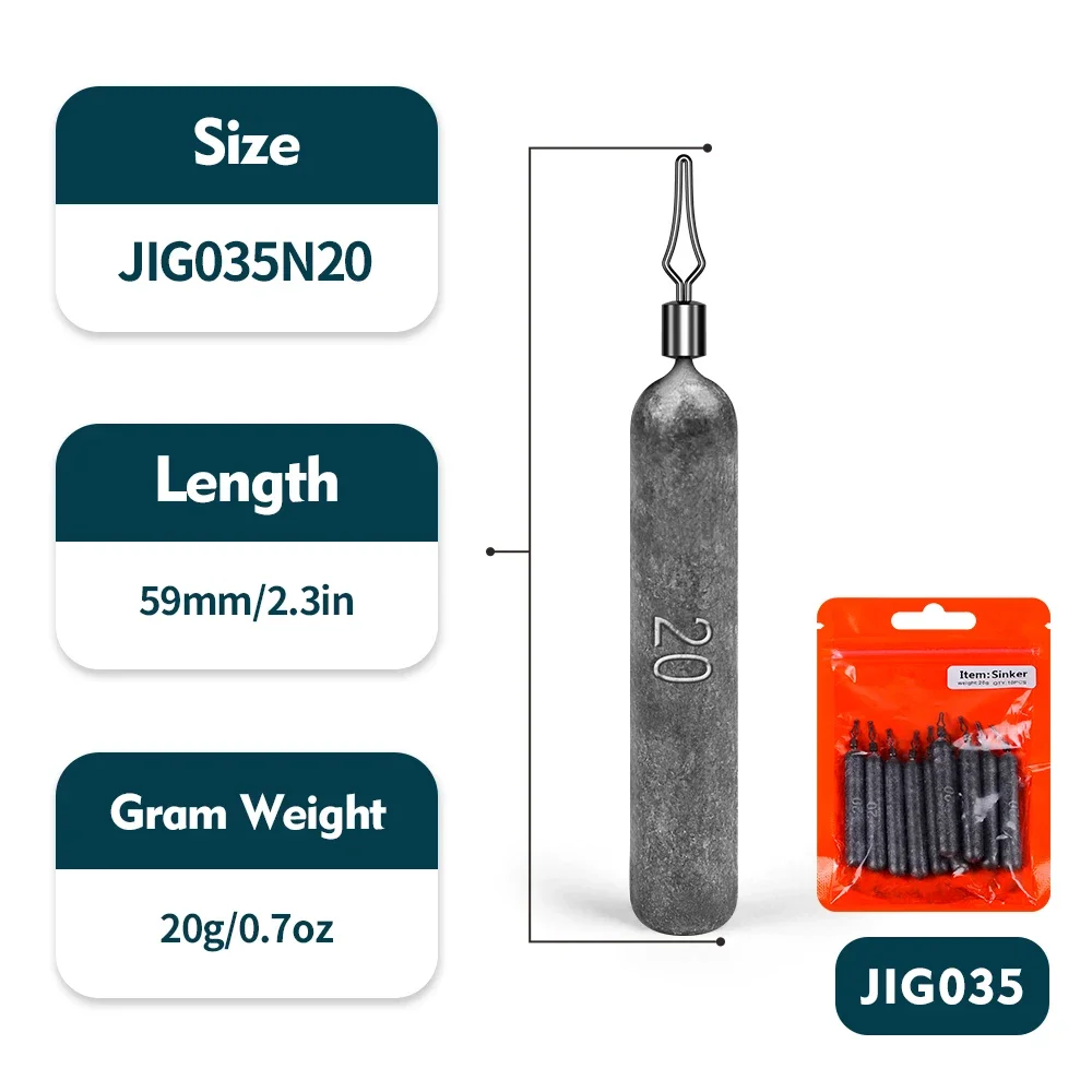 Conjunto 10 Chumbadas Drop Shot Cilíndricas 3,5g 5g 7g 10g 14g 20g - Image 9