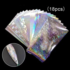 Conjunto 18 Tiras Holográficas Autocolantes 20x10cm para Personalização de Amostras e Iscos