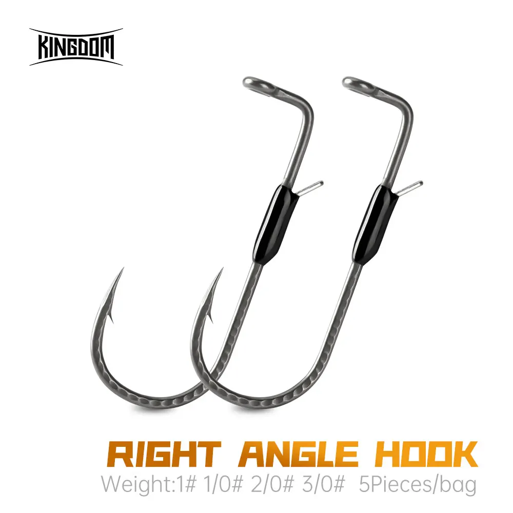 Anzol Kingdom Drop Shot 90° com Farpa 5pcs Aço Carbono para Montagens Verticais