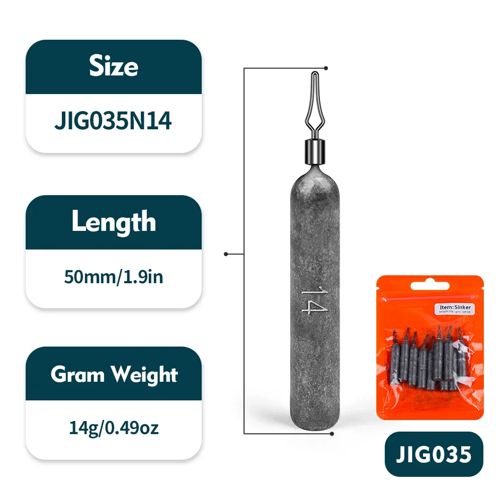 Conjunto 10 Chumbadas Drop Shot Cilíndricas 3,5g 5g 7g 10g 14g 20g - Image 8