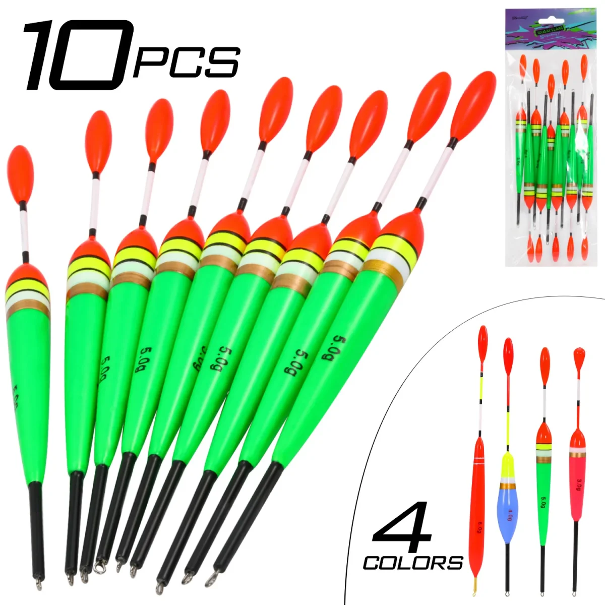 Conjunto 10 Bóias Verticais EVA Sougayilang 3–6g para Pesca à Bóia - Image 2
