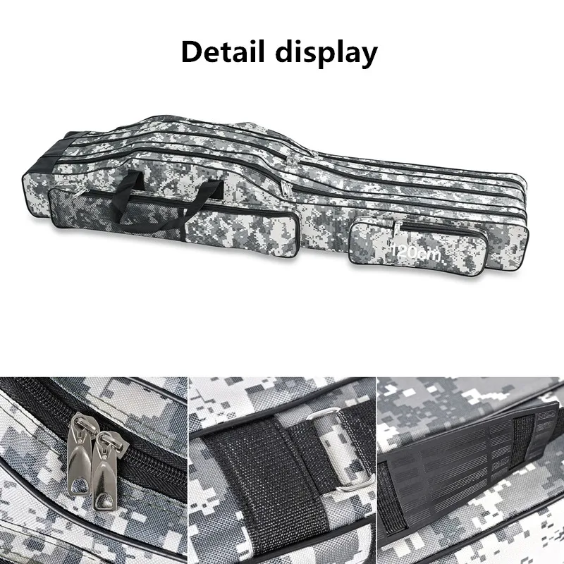 Bolsa de Pesca Grande Dobrável com Três Camadas 1.2m/1.5m para Cana e Ferramentas - Image 4