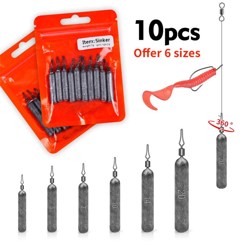 Conjunto 10 Chumbadas Drop Shot Cilíndricas 3,5g 5g 7g 10g 14g 20g - Image 2