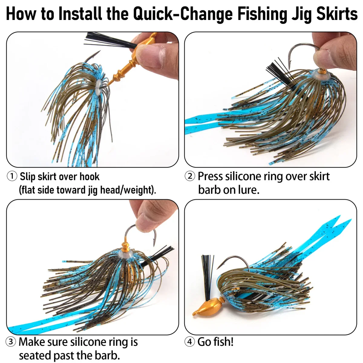 Saias de Silicone Dr.Fish com Cauda para Jigs e Spinnerbaits 3/5un - Image 5