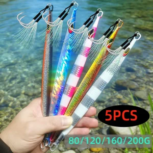 Conjunto 5 Jigs Metálicos Vertical Speed Jig Aorace 80g 120g 160g 200
