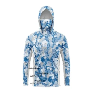 Camisola Técnica de Pesca com Capuz e Protecção Facial UV