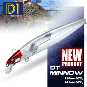 Amostra D1 Jerkbait Minnow Flutuante Long Cast 120/145mm