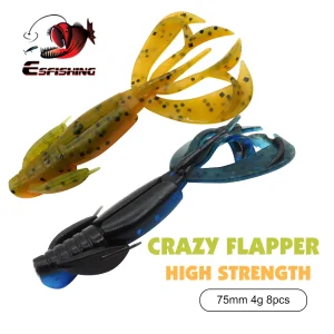 Amostra de Vinil ESFISHING Craw Crazy Flapper 75mm 4g 8un