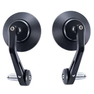 Paire de Rétroviseurs Bout de Guidon Noir Rond 22 mm Version Supérieure CNC