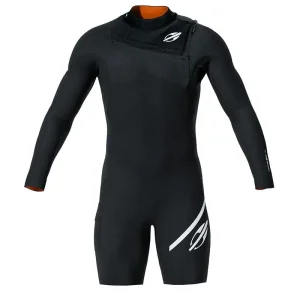 Short john Mormaii Manga Longa Chestzip 1mm Flexxxa Pro Surf Preto